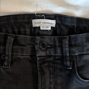Good American Black Frayed Skinny Jeans